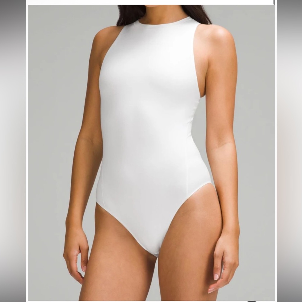 Lululemon White One Piece Swimwear High Neck Minimalist Design NWT XS
